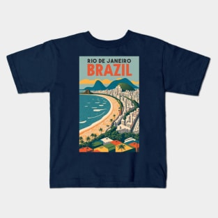 A Vintage Travel Poster of Copacabana - Rio de Janeiro - Brazil Kids T-Shirt